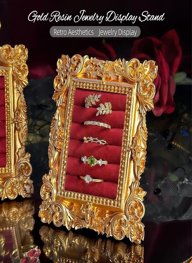goucrro Vintage Ring Display Stand: Gold Jewelry Display Stand, Earring Holder for Jewelry Organizer Birthday Engagement Wedding Decoration - Image 5