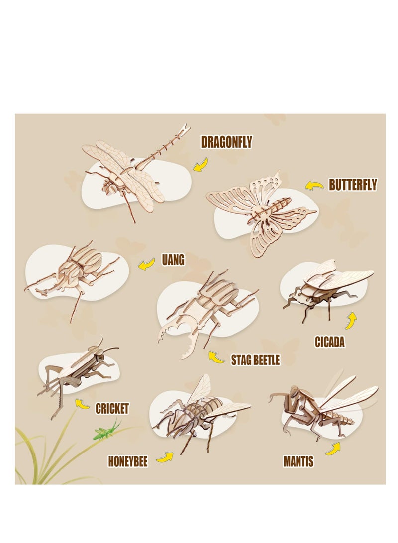 SYOSI Wooden 3D Animal Model Puzzles, 8 Piece Set Insect Animal Wooden Models, Wood Building Kits DIY Wooden Crafts Stem Toys Gifts for Kids and Adults, Crafts 3D Puzzles Safe and Non-Toxic Easy Punch - Image 5