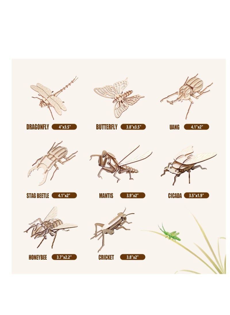 SYOSI Wooden 3D Animal Model Puzzles, 8 Piece Set Insect Animal Wooden Models, Wood Building Kits DIY Wooden Crafts Stem Toys Gifts for Kids and Adults, Crafts 3D Puzzles Safe and Non-Toxic Easy Punch - Image 2