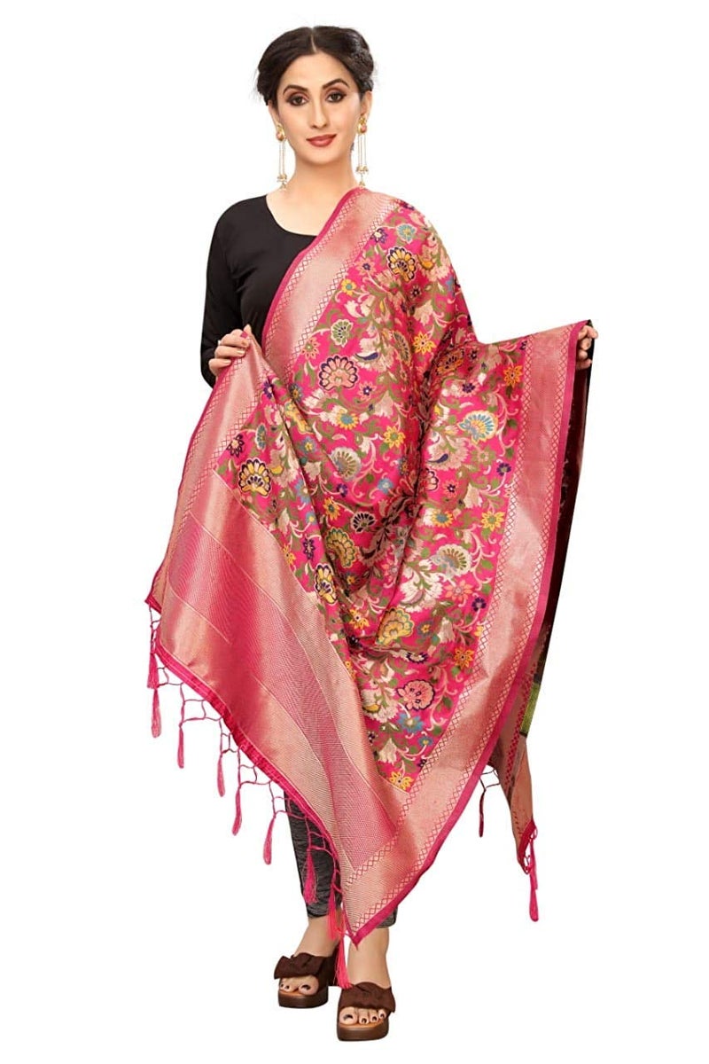 JENNY DESIGNER شال بناراسي حرير مطبوع للنساء - Image 2