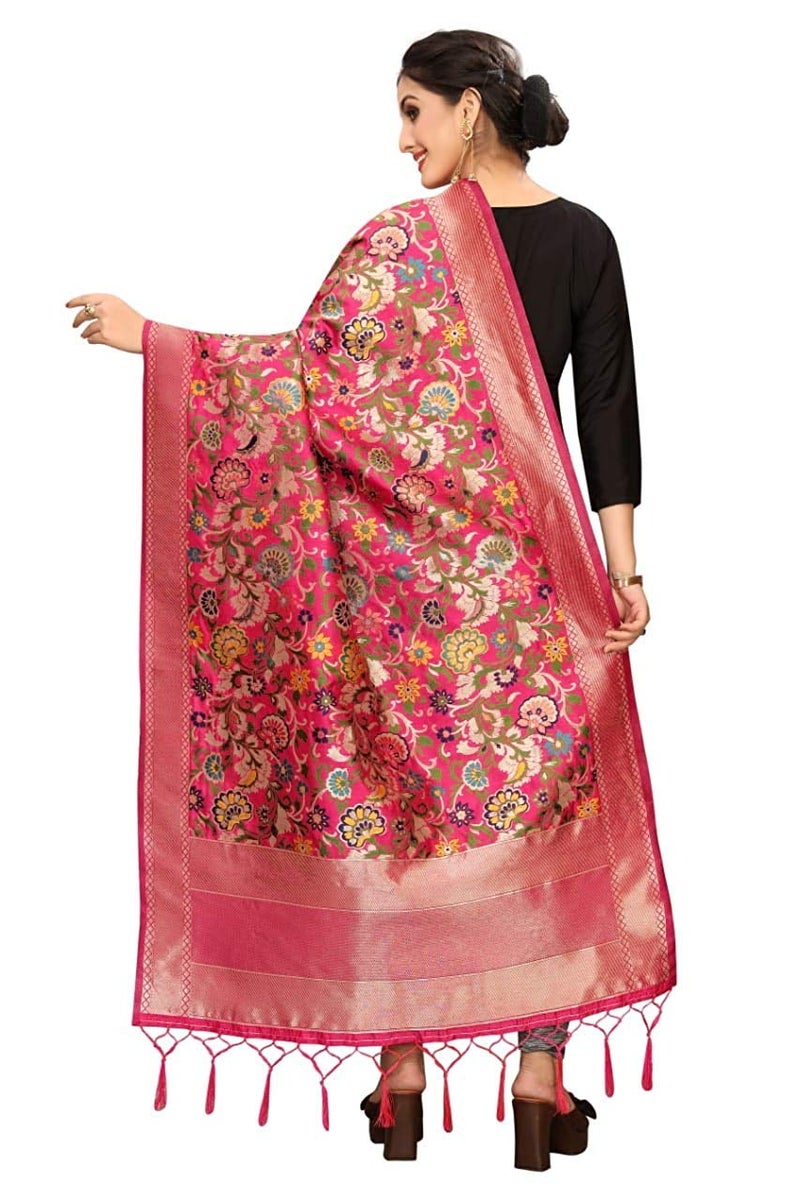 JENNY DESIGNER شال بناراسي حرير مطبوع للنساء - Image 3