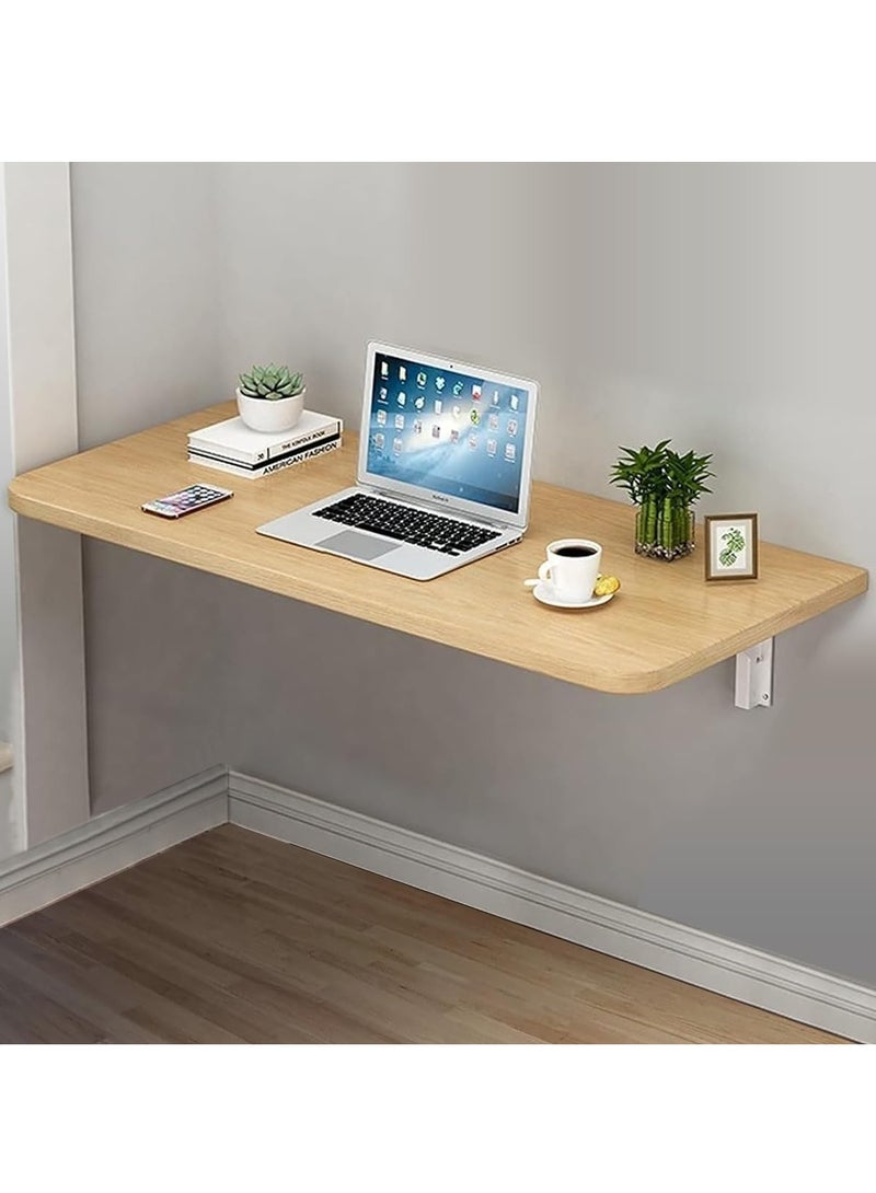VITION Computer Wall Mount Stand Folding Wall-Mounted Drop-Leaf Table,Metal Folding Shelf Bench Table Bracket (30 x 50cm) Tan - Image 1