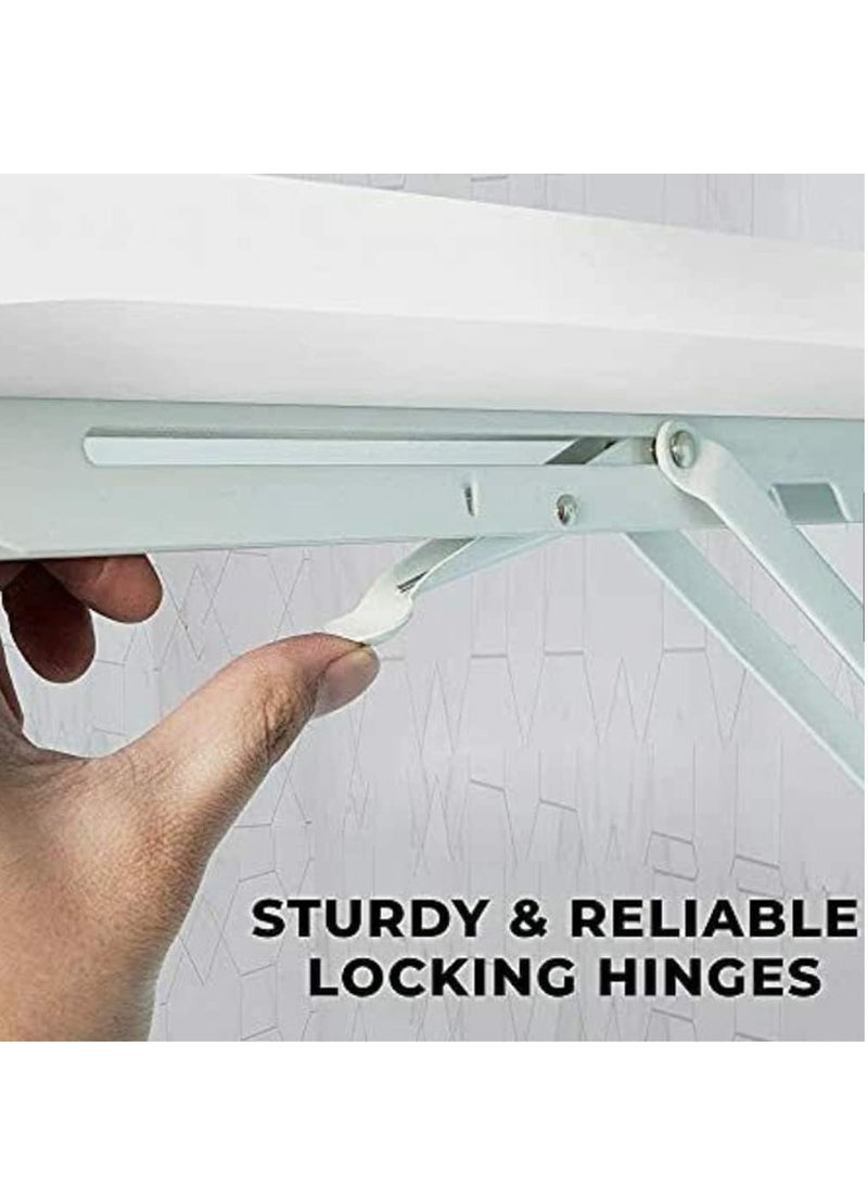 VITION Computer Wall Mount Stand Folding Wall-Mounted Drop-Leaf Table,Metal Folding Shelf Bench Table Bracket (30 x 50cm) Tan - Image 4