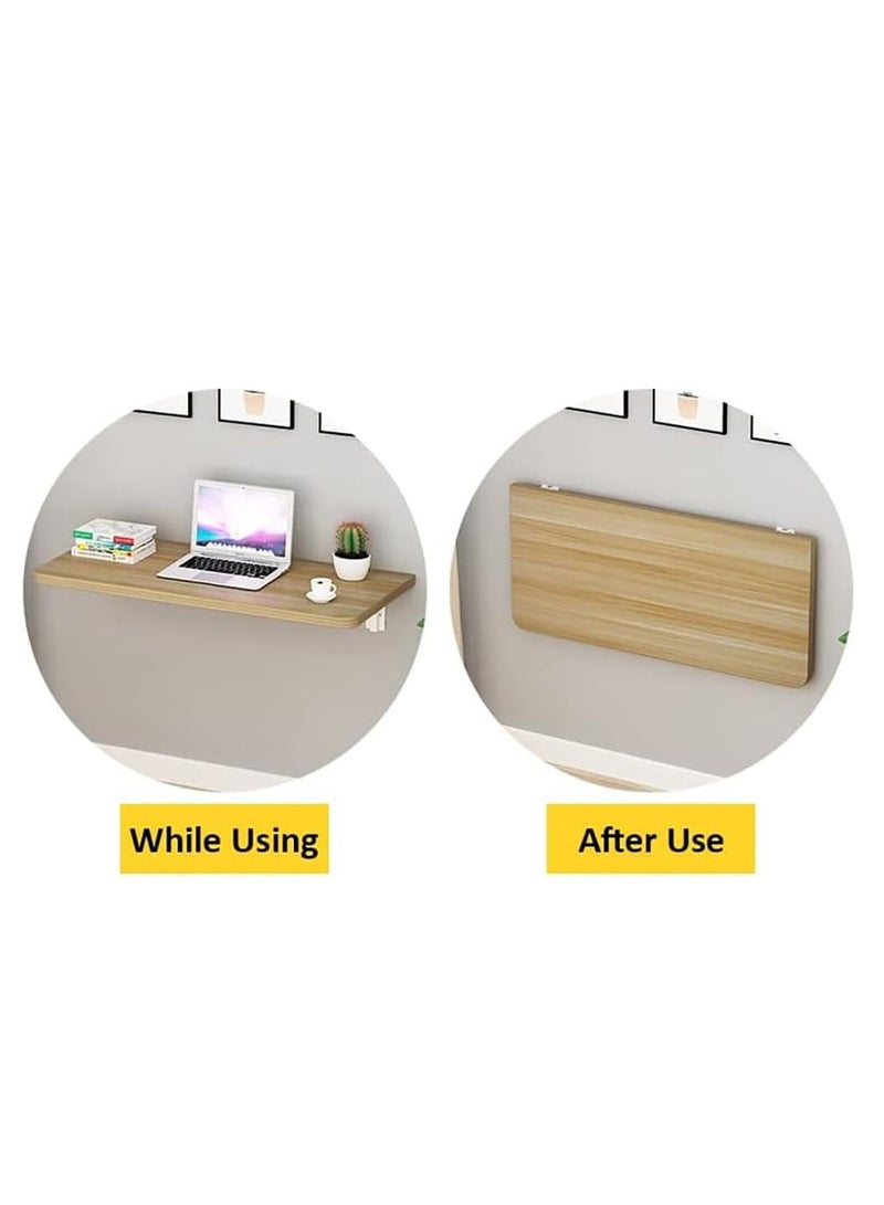 VITION Computer Wall Mount Stand Folding Wall-Mounted Drop-Leaf Table,Metal Folding Shelf Bench Table Bracket (30 x 50cm) Tan - Image 3