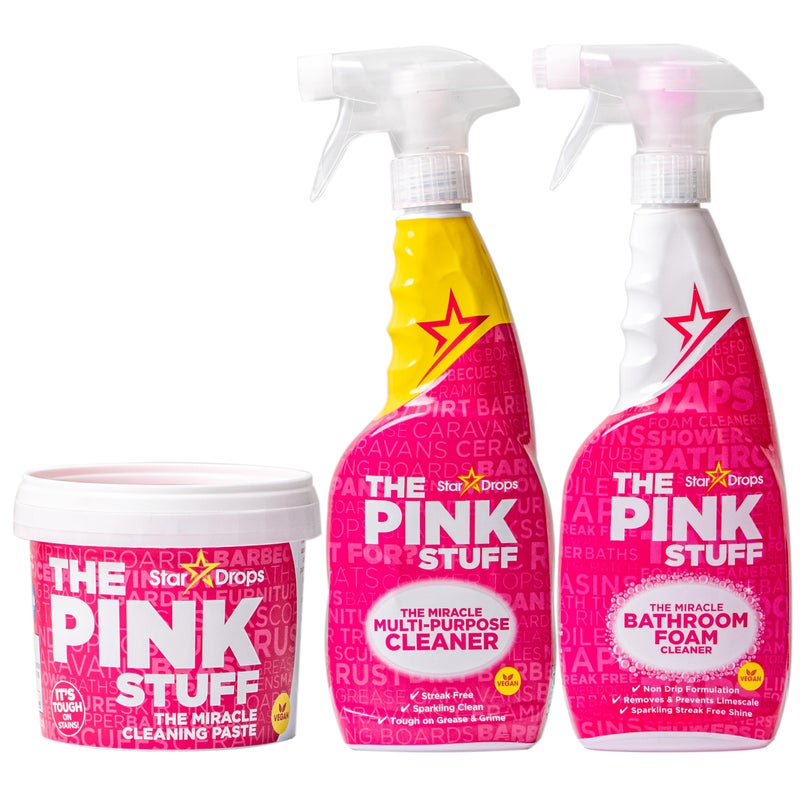 Stardrops - The Pink Stuff - The Miracle Cleaning Paste, Multi-Purpose Spray, And Bathroom Foam 3-Pack Bundle - Image 1