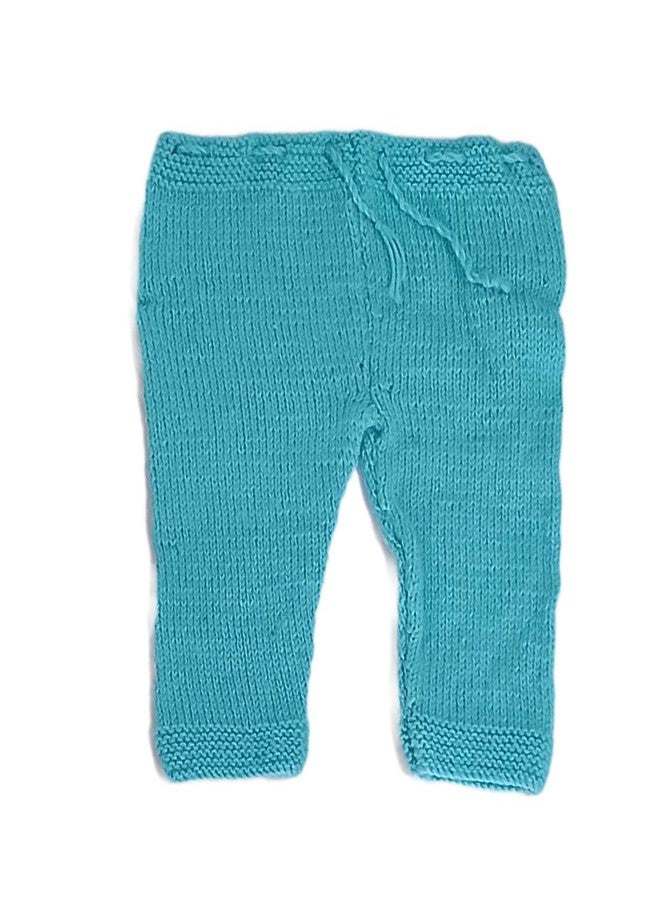 Cute Collection Hand Made New Born Baby Woolen Sweater with Pyjami and Cap for 0 to 6 Months Baby (Unisex) Blue with White Line - Image 5