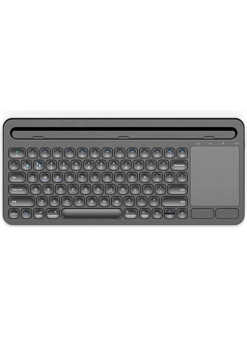 Smayling - Keyboard+Touchpad Black Bluetooth Ultra Thin Wireless with Rechargeable Mac Win Android Ios Compatible Tablet Stand - Image 1