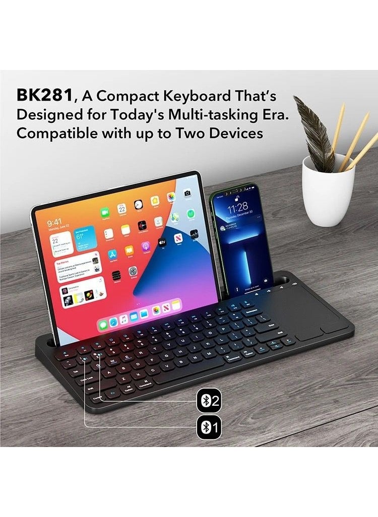 Smayling - Keyboard+Touchpad Black Bluetooth Ultra Thin Wireless with Rechargeable Mac Win Android Ios Compatible Tablet Stand - Image 1
