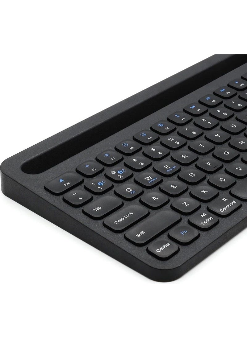 Smayling - Keyboard+Touchpad Black Bluetooth Ultra Thin Wireless with Rechargeable Mac Win Android Ios Compatible Tablet Stand - Image 1