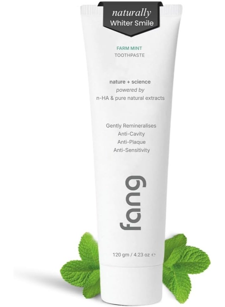 Fang Farm Mint Natural Toothpaste|Fluoride Free Hydroxyapatite|Teeth Whitening|Heals Sensitive Teeth|Fights Cavities,Gum Diseases & Bad Breath|SLS & Chemical Free|Organic, Vegan|100 grams(Pack of 1)