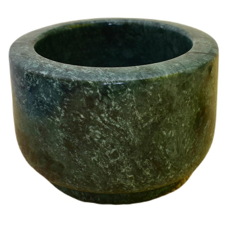 KunhaR Natural Green Marble Mortar and Pestle Set Imam Dasta Ohkli Musal Kharal 3 x 25 Inches Green Full Polish - Image 5