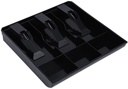 Divinext ABS Cash Tray, 3 Cash/Bills and 3 Coin Compartment Cash Drawer Safe Box | Black 24.3D x 24.3W x 3.6H Centimeters - Image 4