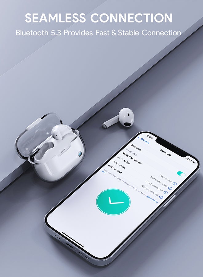 أوكي سماعة لاسلكية حقيقية EP-M2 Move Air TWS ومشغلات 13 ملم، تدعم تقنية البلوتوث 5.3 ومقاومة للماء بمعيار IPX4. أبيض - Image 3