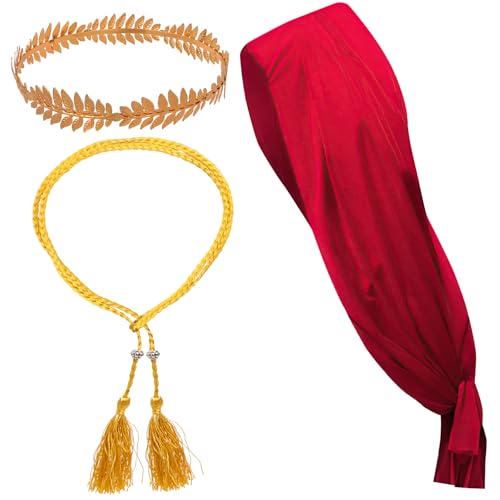 Yewong Roman Greek Toga Costume Accessory Set - Include Wreath Headband Shawl Belt Grecian Party Supplies (Set A) - Image 1