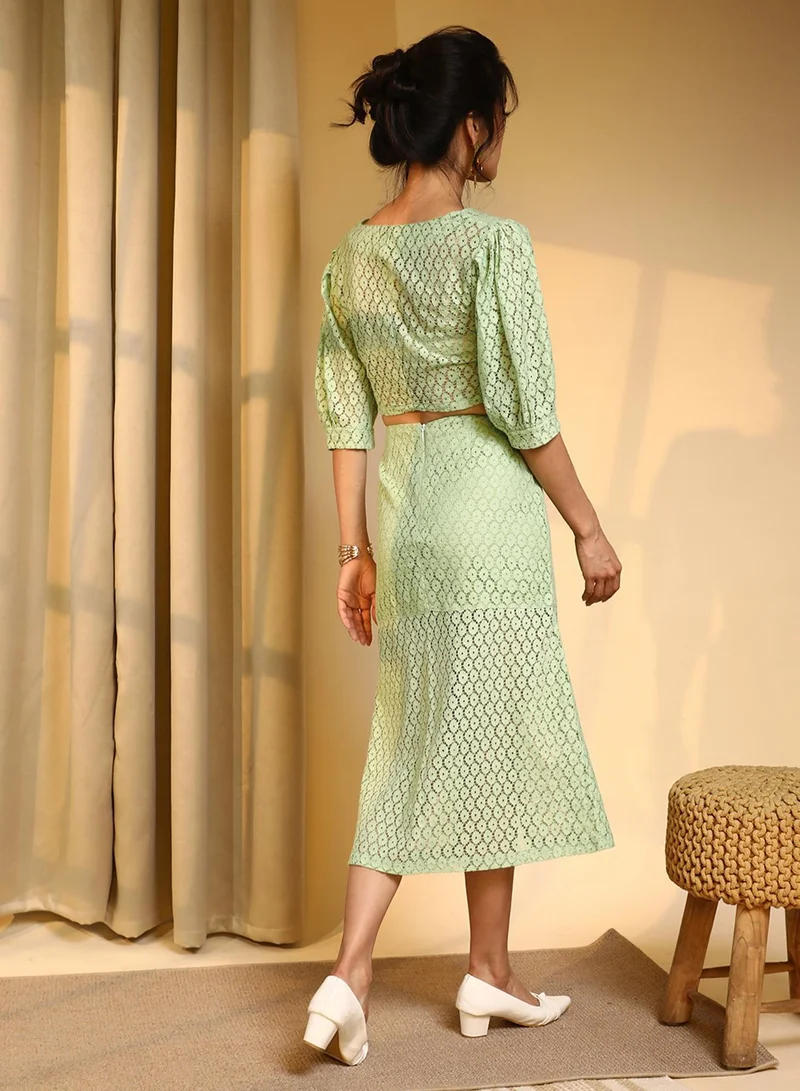 Pinacolada  Women's Mint Green Ditsy Floral Co-Ord Set for Women | Best Price UAE