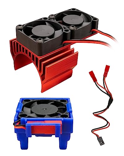 TADYAO VXL-3s ESC Cooling Fan and Motor Cooling Dual Fan Set Fit for 1/10 Traxxas Slash 4×4 VXL Rustler 4X4 Stampede 4X4 Hoss 4×4 Velineon VXL-3s, Red - Image 1