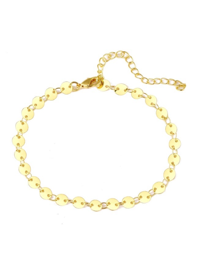 Julia Store Dainty Ankle Bracelets for Women 18K Gold Plated Stainless Steel Squine Chain Anklets Simple Lip Chain Anklet Minimalist Summer Beach Foot Jewelry - Image 1