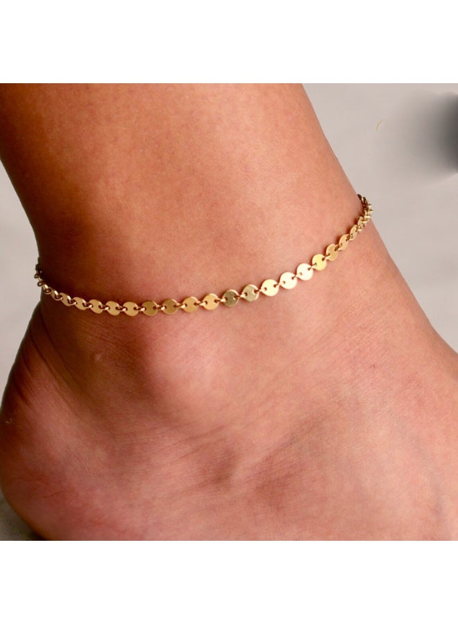 Julia Store Dainty Ankle Bracelets for Women 18K Gold Plated Stainless Steel Squine Chain Anklets Simple Lip Chain Anklet Minimalist Summer Beach Foot Jewelry - Image 5