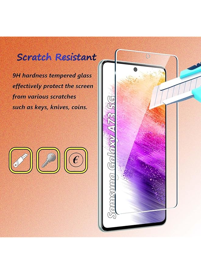 إيروريكس 3+2 عبوة من واقي الشاشة الزجاجي المقوى متوافق مع هاتف Samsung Galaxy A73 5G والكاميرا بدون فقاعات، صلابة 9H، واقي شاشة عالي الدقة مضاد للخدش لهاتف Samsung Galaxy A73 5G - Image 3