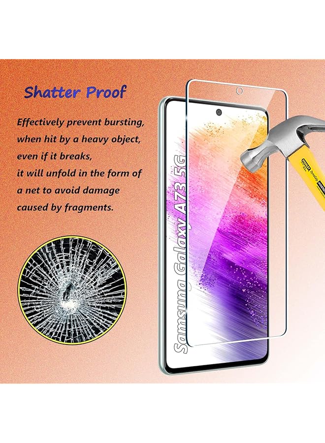إيروريكس 3+2 عبوة من واقي الشاشة الزجاجي المقوى متوافق مع هاتف Samsung Galaxy A73 5G والكاميرا بدون فقاعات، صلابة 9H، واقي شاشة عالي الدقة مضاد للخدش لهاتف Samsung Galaxy A73 5G - Image 4