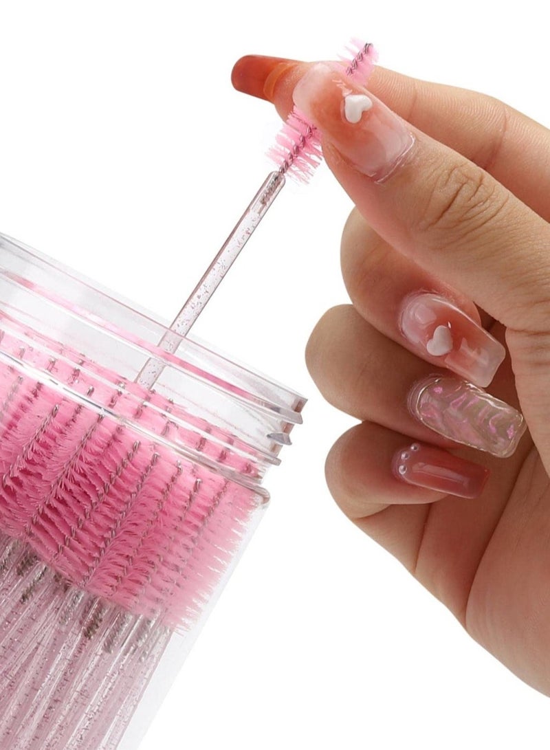 100PCS Disposable Eyelash Mascara Brushes Wands with Crystal Handle, Eyebrow Makeup Tool Kit Including Reusable Storage Case, Disposable Mascara Eyebrow Wands for Lash Extensions, Brow Grooming & Precision Cleaning - Image 3