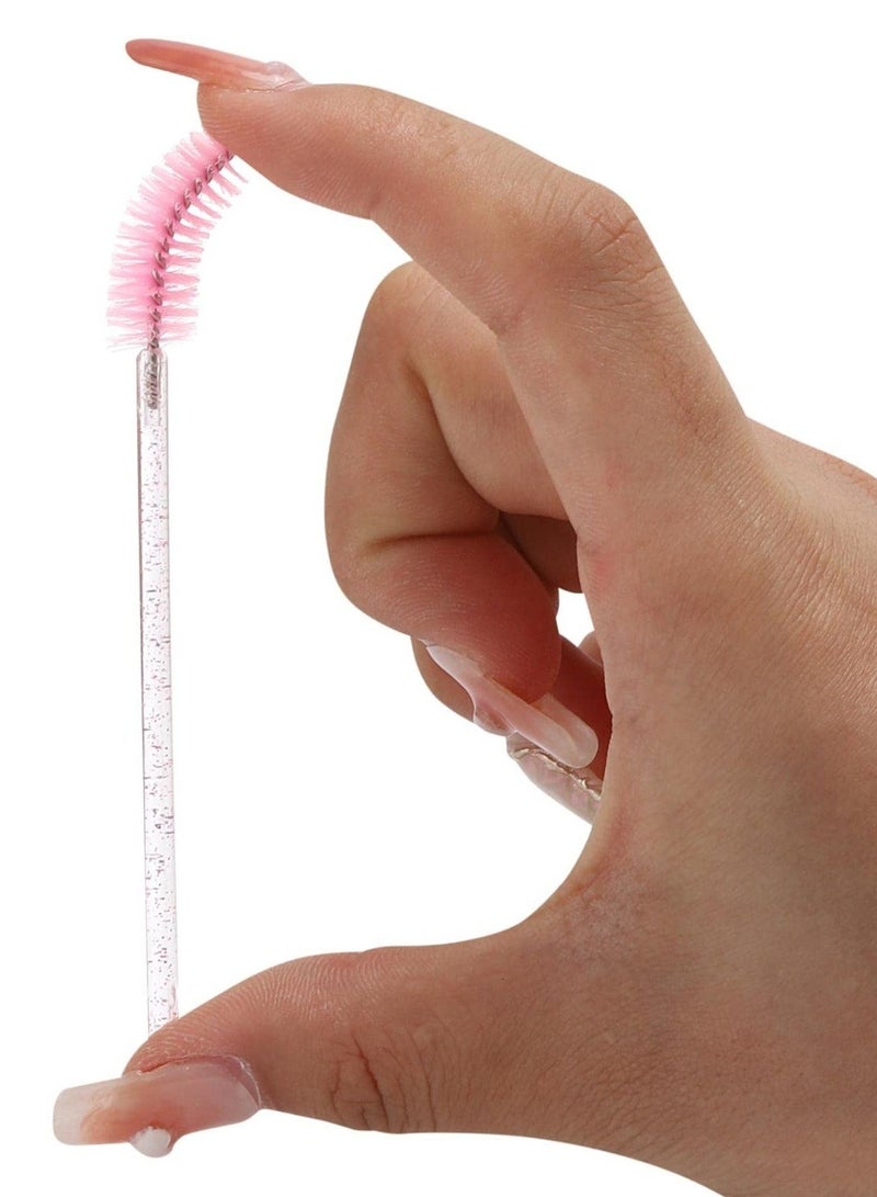 100PCS Disposable Eyelash Mascara Brushes Wands with Crystal Handle, Eyebrow Makeup Tool Kit Including Reusable Storage Case, Disposable Mascara Eyebrow Wands for Lash Extensions, Brow Grooming & Precision Cleaning - Image 4