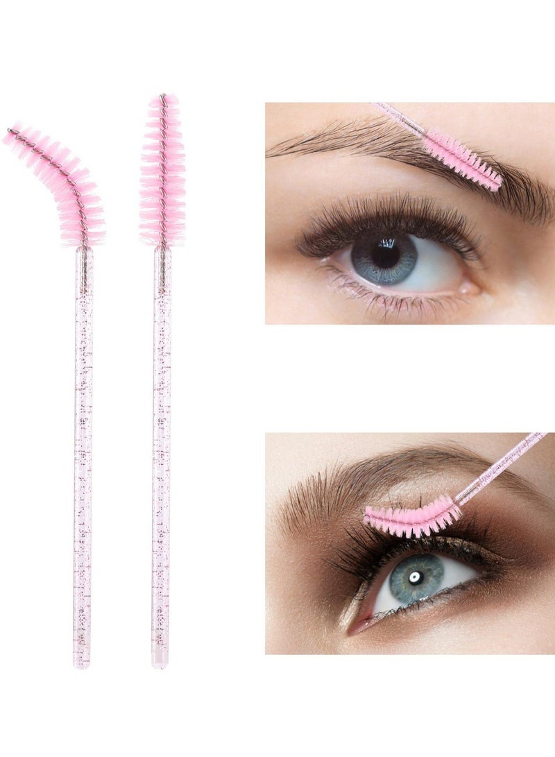 100PCS Disposable Eyelash Mascara Brushes Wands with Crystal Handle, Eyebrow Makeup Tool Kit Including Reusable Storage Case, Disposable Mascara Eyebrow Wands for Lash Extensions, Brow Grooming & Precision Cleaning - Image 5