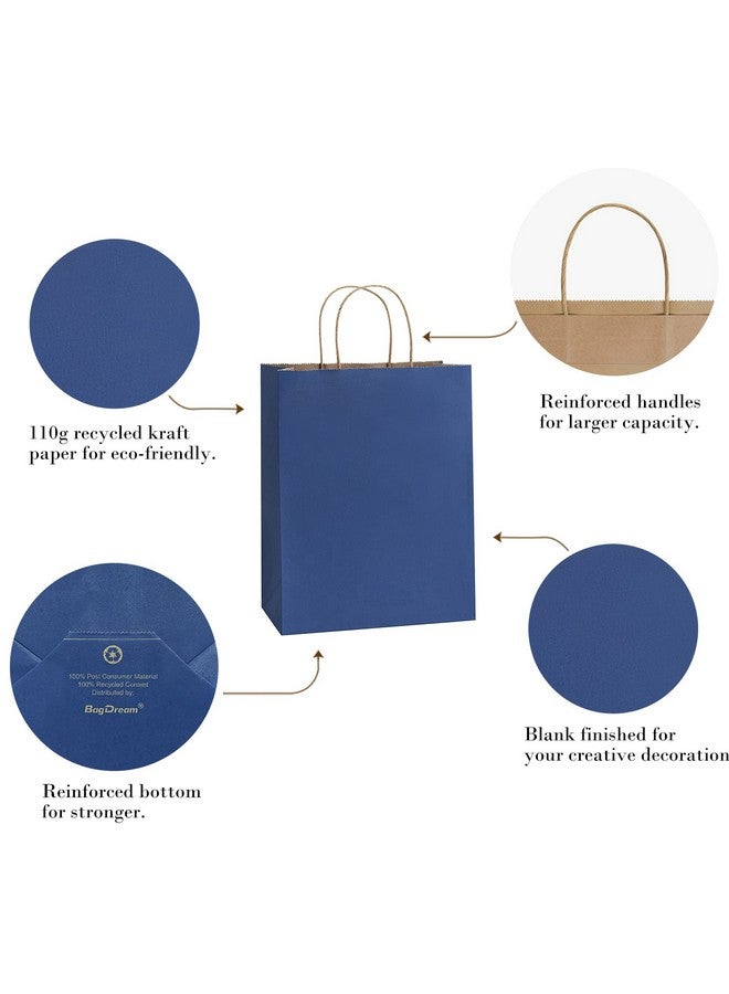 BagDream 50Pcs Gift Bags 8x4.25x10.5 Paper Gift Bags with Handles Bulk, Paper Bags, Shopping Bags, Kraft Bags, Retail Bags, Party Bags Navy Blue - Image 5