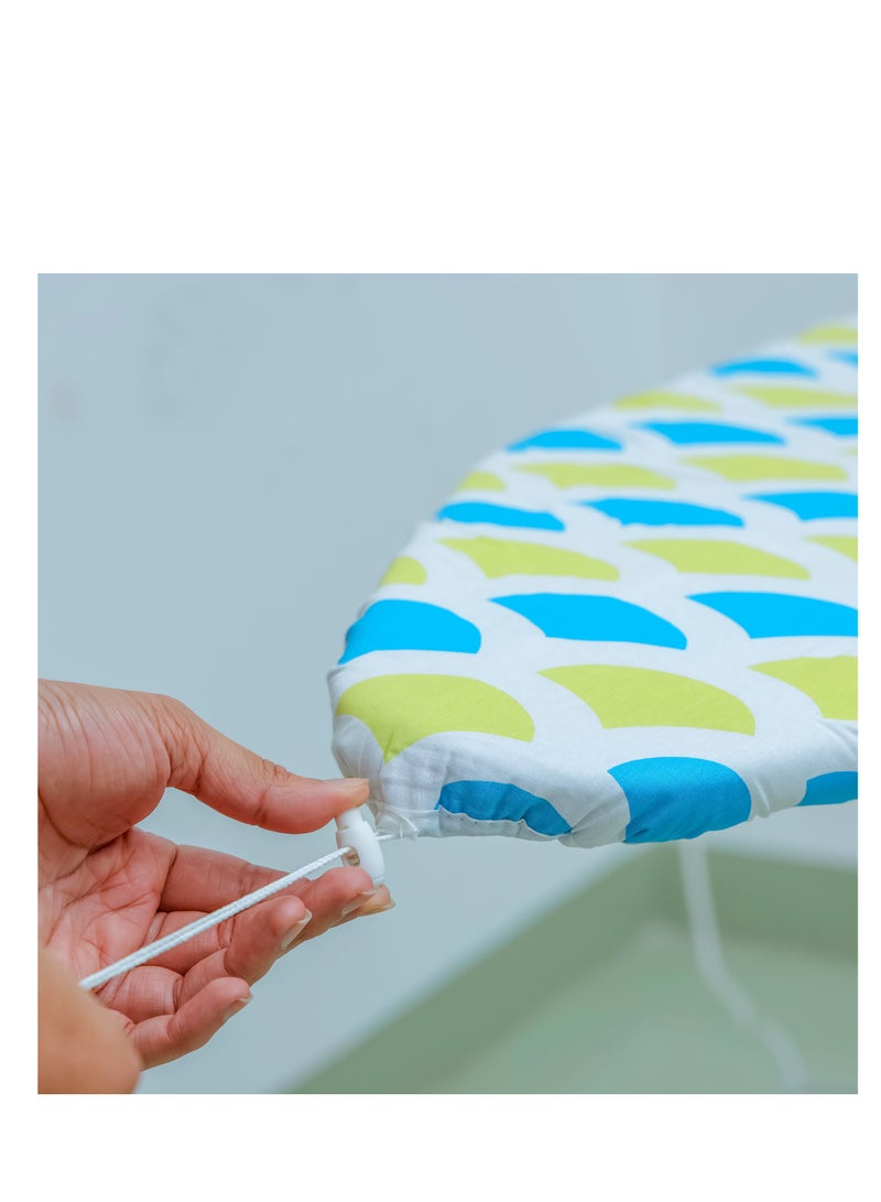Ironing Board Cover, 132x40cm, RF10288 - Durable Heat Resistant Cotton Cover With 10mm Felt Padding for Large Size, Foldable Design, Non Slip Feet