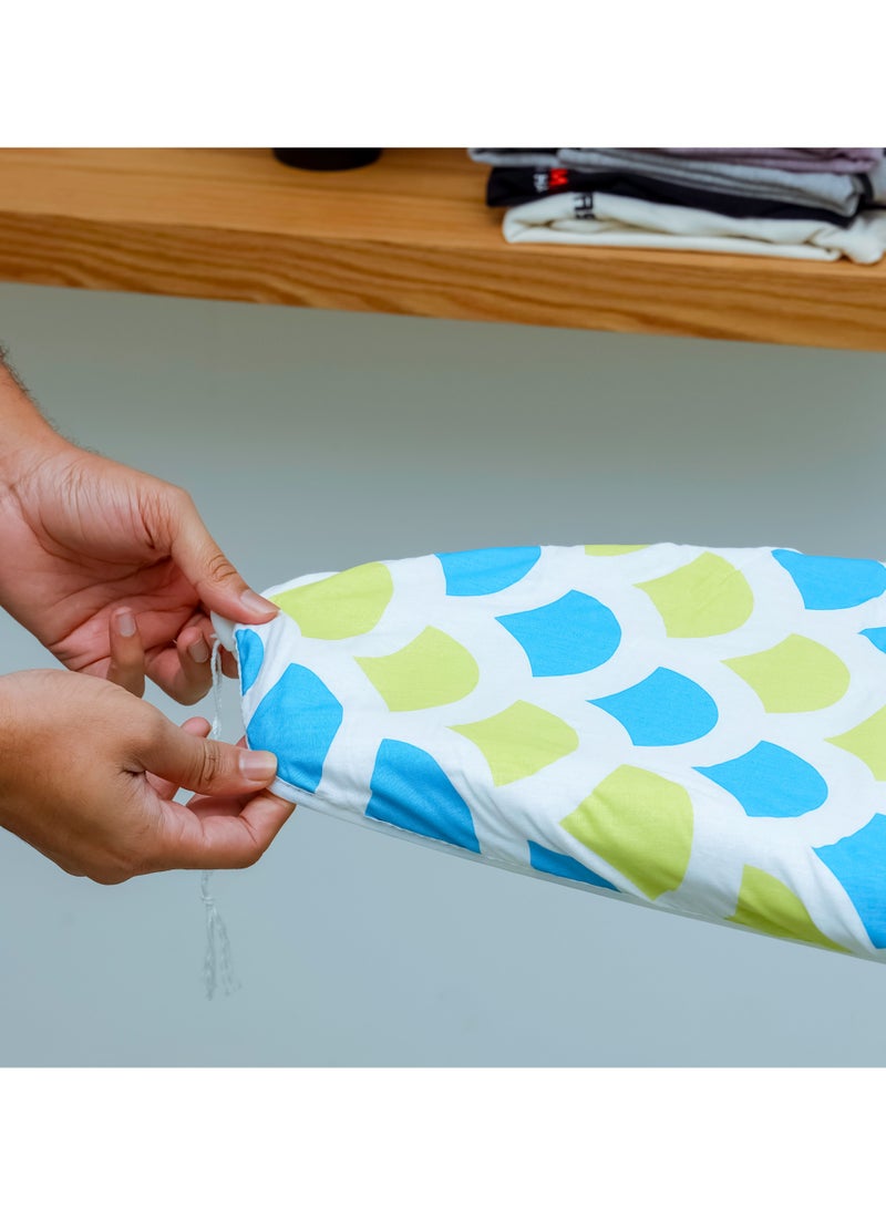 Ironing Board Cover, 132x40cm, RF10288 - Durable Heat Resistant Cotton Cover With 10mm Felt Padding for Large Size, Foldable Design, Non Slip Feet