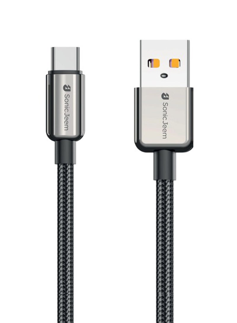 Sonic JEEM Super Charging Cable (USB - TYEP-C) 120W - Fast Charging and Data Transfer Cable, 1 meter, BlackMade for Android-iPhone-iPad-iPod (SJ103C) - Image 1