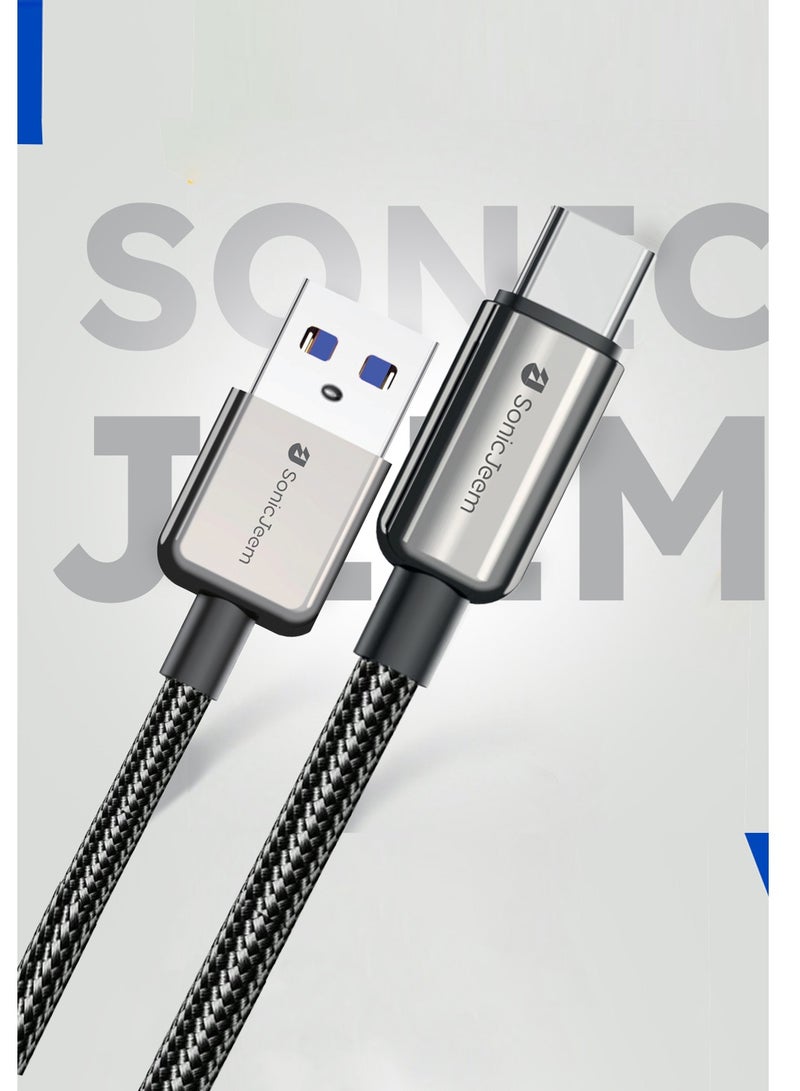 Sonic JEEM Super Charging Cable (USB - TYEP-C) 120W - Fast Charging and Data Transfer Cable, 1 meter, BlackMade for Android-iPhone-iPad-iPod (SJ103C) - Image 2