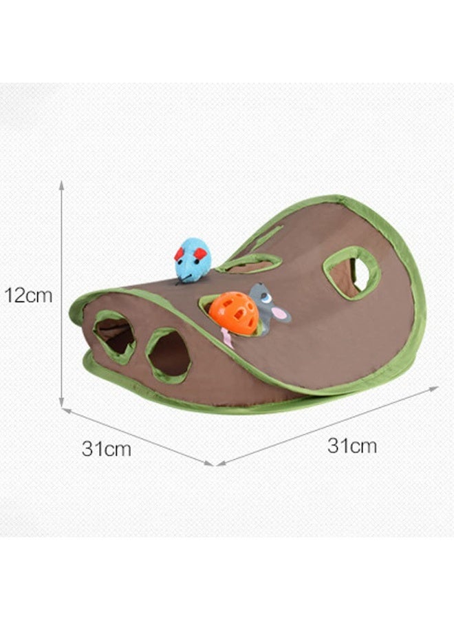 Interactive Cat Toys, 9‑Hole Foldable Pop‑Open Play Tent with Bell Ball and Plush Mouse, Collapsible Intelligence Training Toy for Indoor Cats to Hunt, Chase, and Exercise - Image 2