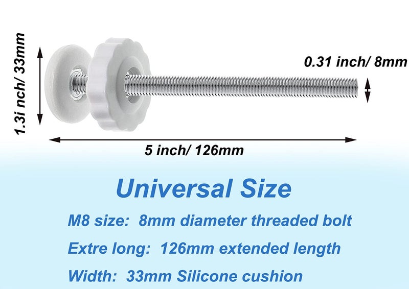 PAFOWO 4Pcs Universal Baby Gate Threaded Spindle Rod, M8 (8mm) Replacement Bolt Part for Baby & Pet Pressure Mounted Safety Gates, Extra Long Baby Tension Gate Extender (White) - Image 3