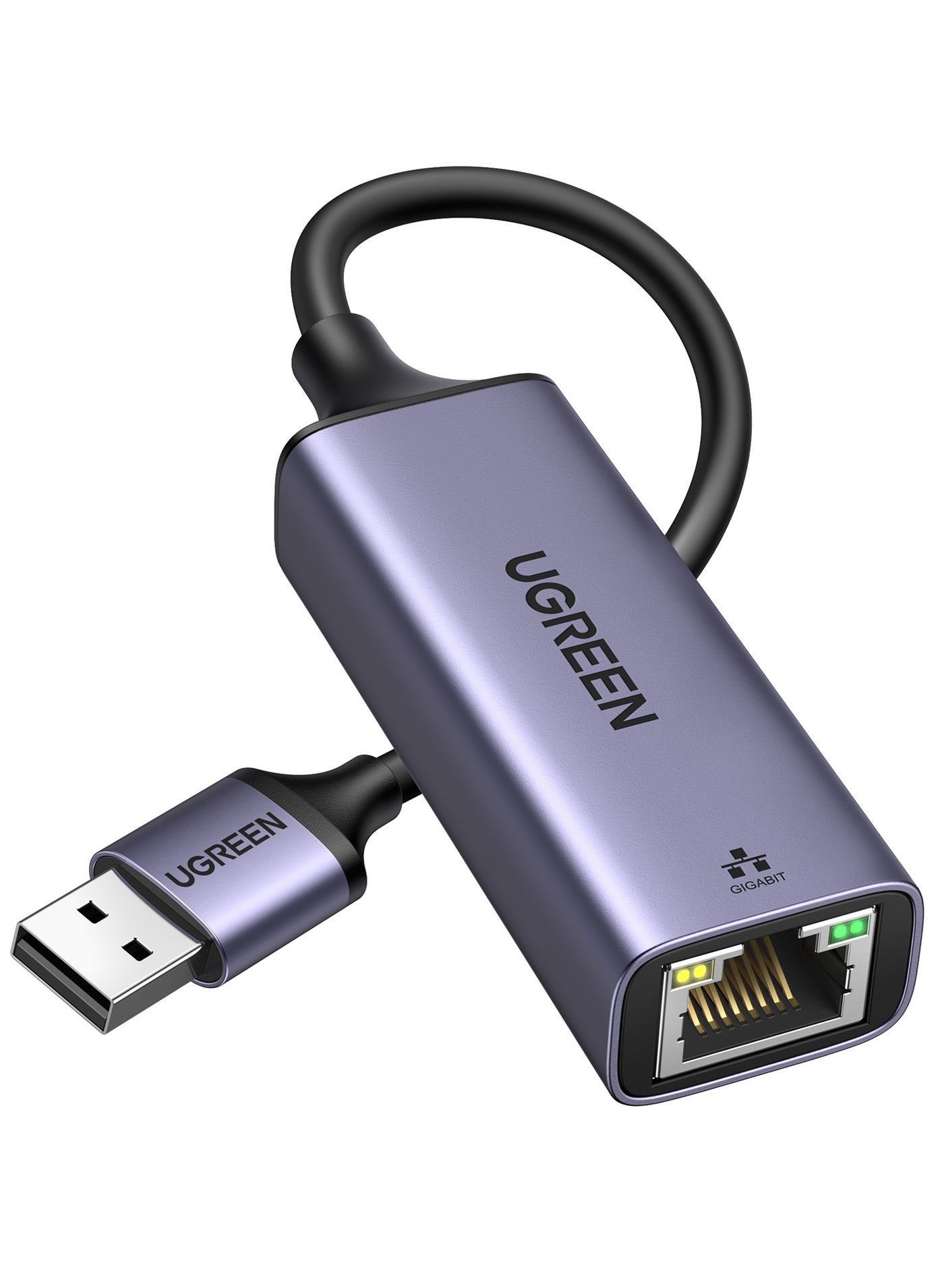 Ugreen USB to Ethernet Adapter Gigabit Network Adapter USB 3.0 to RJ45 Computer LAN Ethernet Dongle Alu Shell Stable Connection Fast Speed Compatible with Nintendo Switch, Windows macOS, Linux PC Grey