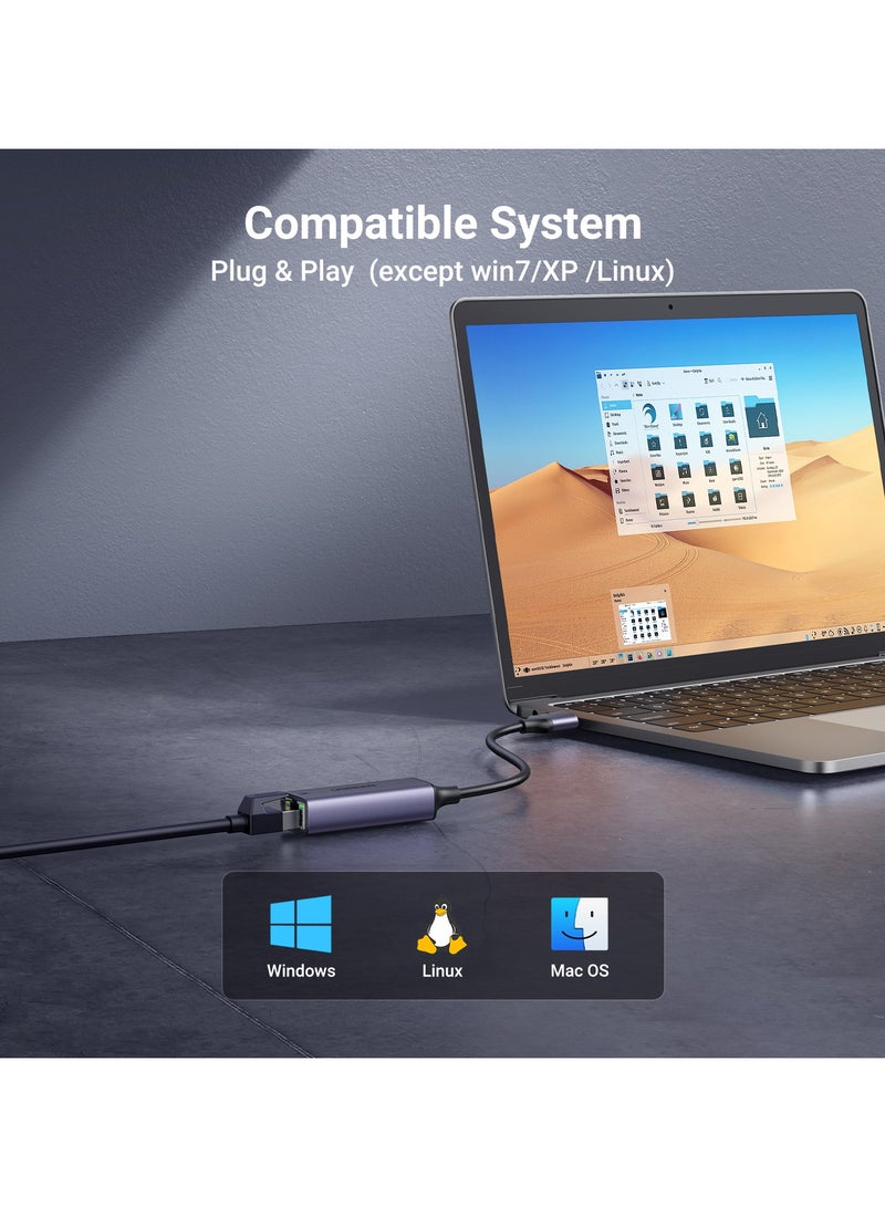 USB to Ethernet Adapter Gigabit Network Adapter USB 3.0 to RJ45 Computer  LAN Ethernet Dongle Alu Shell Stable Connection Fast Speed Compatible with Nintendo Switch, Windows macOS, Linux PC