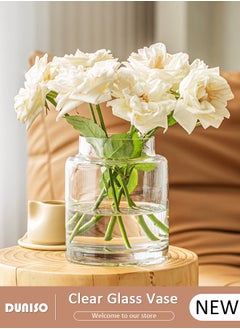 DUNISO Creative Clear Glass Vase Craft Aesthetic Decorative Small Flower Vase Hydroponic Plant Desktop Ornament Modern Irregularity Vase for Flowers Rose Home and Office  - Image 1