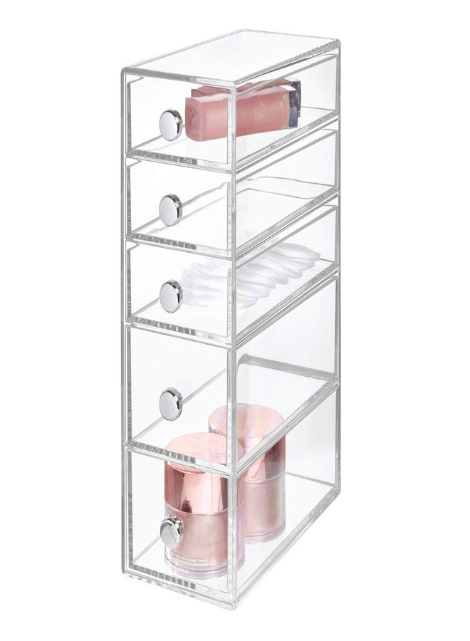 InterDesign iDesign Clarity Plastic Cosmetic 5-Drawer Organizer, Jewelry Countertop Organization for Vanity, Bathroom, Bedroom, Desk, Office, 3.25" x 7" x 9.75", Clear - Image 1