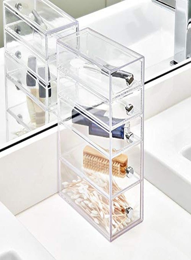 InterDesign iDesign Clarity Plastic Cosmetic 5-Drawer Organizer, Jewelry Countertop Organization for Vanity, Bathroom, Bedroom, Desk, Office, 3.25" x 7" x 9.75", Clear - Image 2