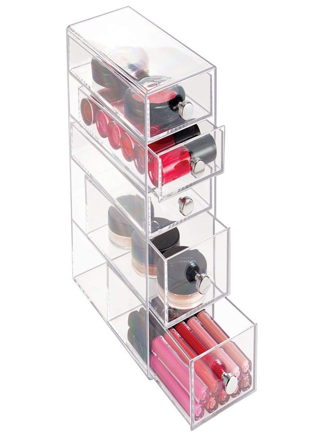 InterDesign iDesign Clarity Plastic Cosmetic 5-Drawer Organizer, Jewelry Countertop Organization for Vanity, Bathroom, Bedroom, Desk, Office, 3.25" x 7" x 9.75", Clear - Image 4