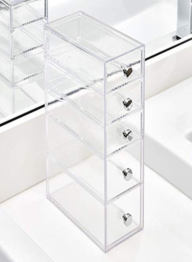 InterDesign iDesign Clarity Plastic Cosmetic 5-Drawer Organizer, Jewelry Countertop Organization for Vanity, Bathroom, Bedroom, Desk, Office, 3.25" x 7" x 9.75", Clear - Image 3