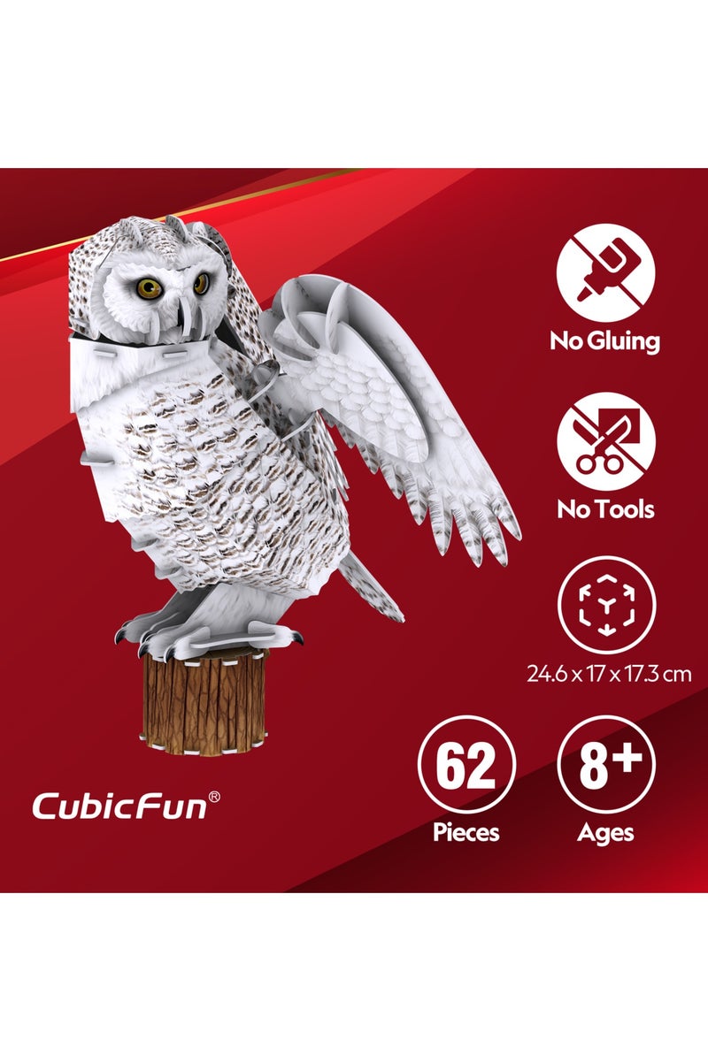 National Geographic 3D Puzzle Snowy Owl 62-Pieces with Display Stand | Easy to Assemble | Display Puzzle | No-Glue or Scissors Needed! | Building Kit | Puzzle for Kids & Adults | Challenging Puzzle | Arts & Crafts | Perfect for Stress Reliever and Puzzle Lovers - Image 4