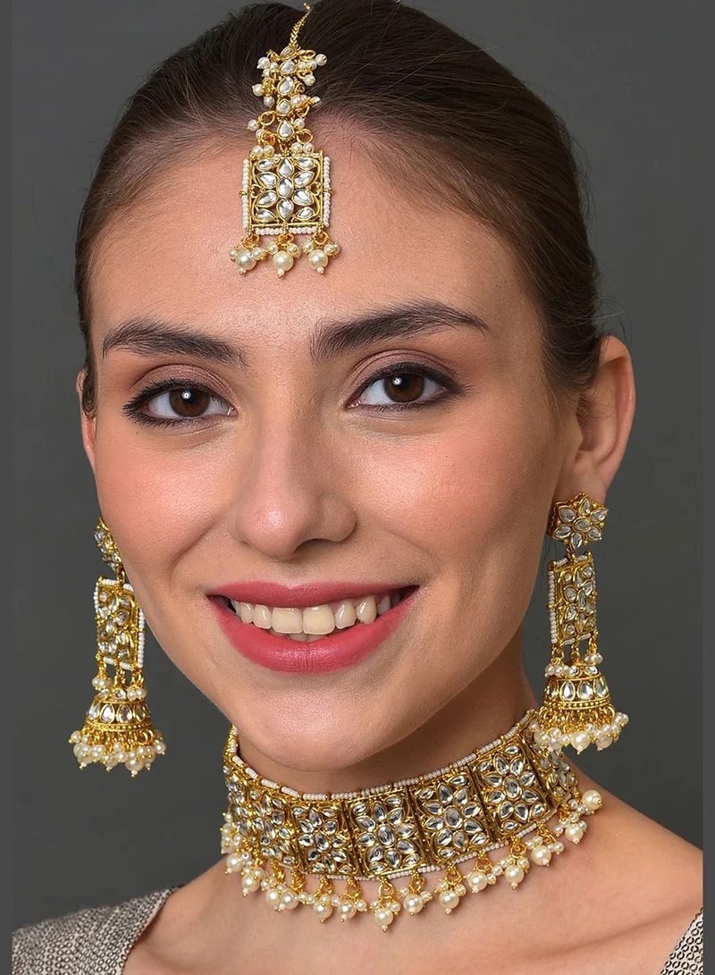 SOHI Kundan Gold Plated Necklace Set