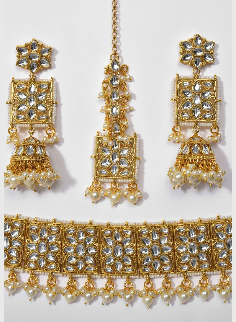 SOHI Kundan Gold Plated Necklace Set