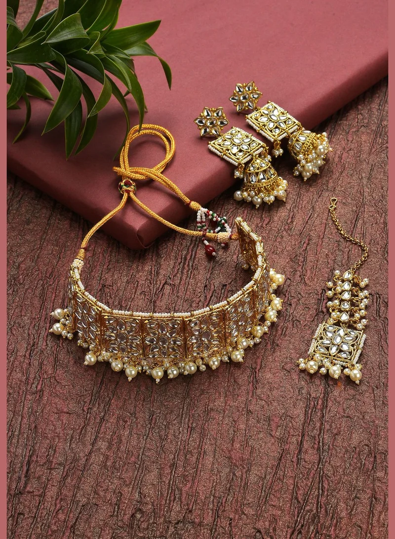 SOHI Kundan Gold Plated Necklace Set