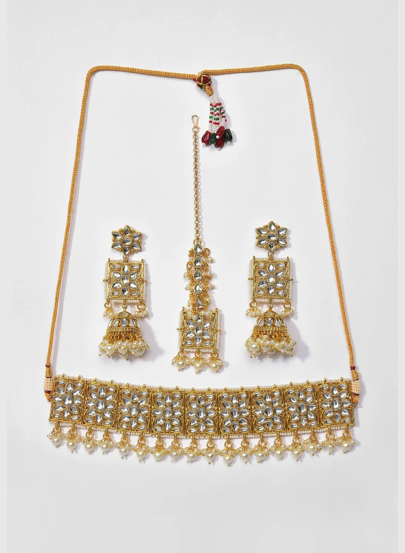 SOHI Kundan Gold Plated Necklace Set