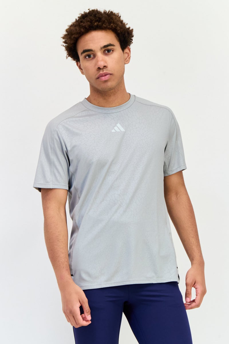 Adidas Men Sportswear Fit Short Sleeve Training T-Shirts, Ash Grey - Image 1