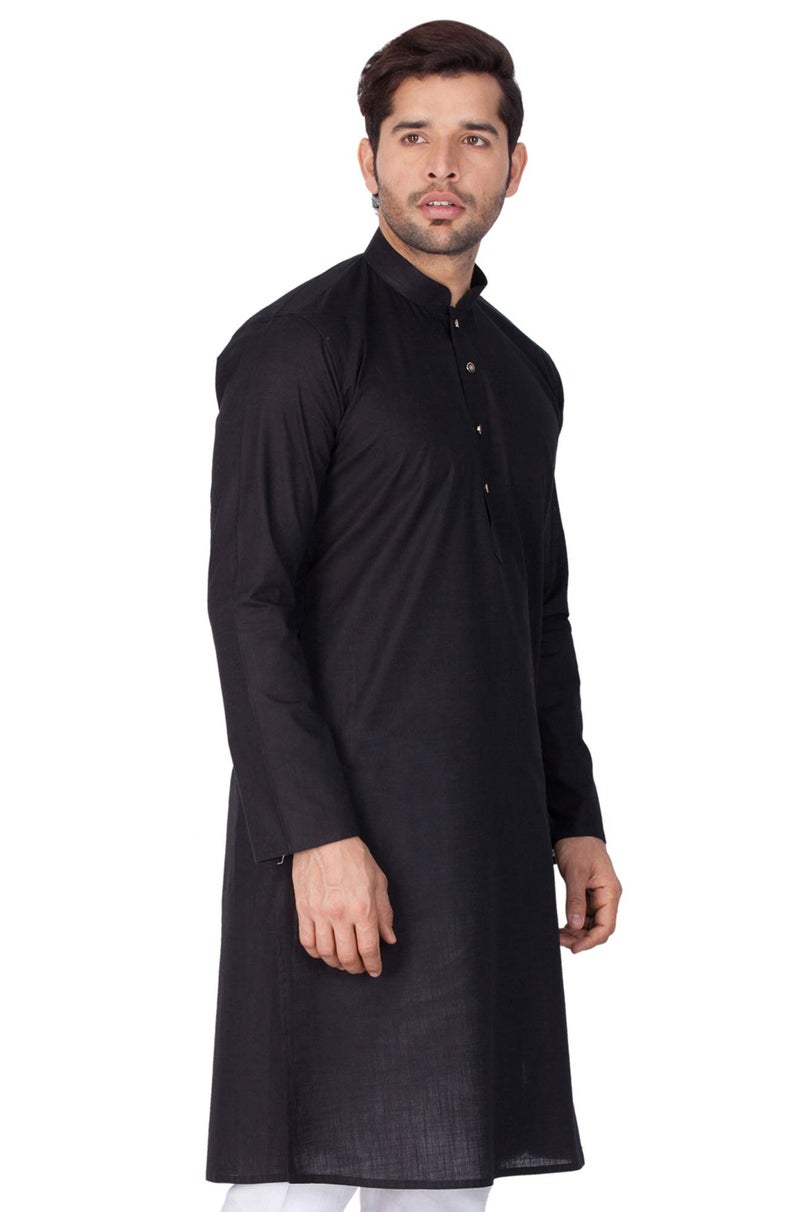 VASTRAMAY Men's Cotton Linen Kurta, Solid Design, Comfortable Fit for Casual and Festive Wear, Ideal for Weddings, Parties, and Celebrations - Image 4