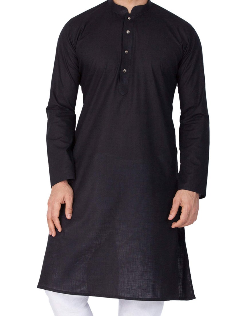 VASTRAMAY Men's Cotton Linen Kurta, Solid Design, Comfortable Fit for Casual and Festive Wear, Ideal for Weddings, Parties, and Celebrations - Image 1