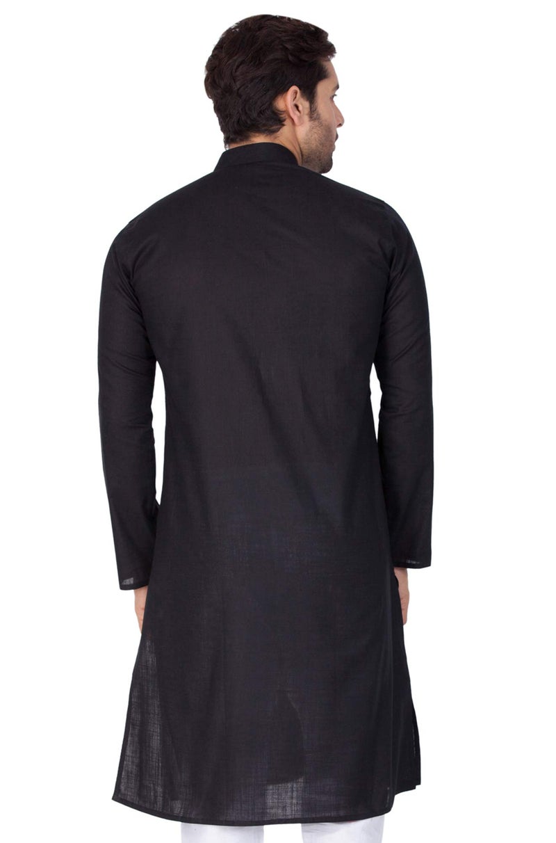 VASTRAMAY Men's Cotton Linen Kurta, Solid Design, Comfortable Fit for Casual and Festive Wear, Ideal for Weddings, Parties, and Celebrations - Image 5